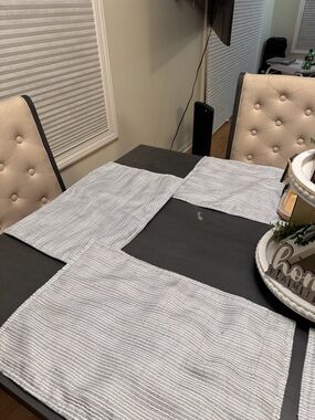 Gray Striped Cotton Placemats - Home Dining Set